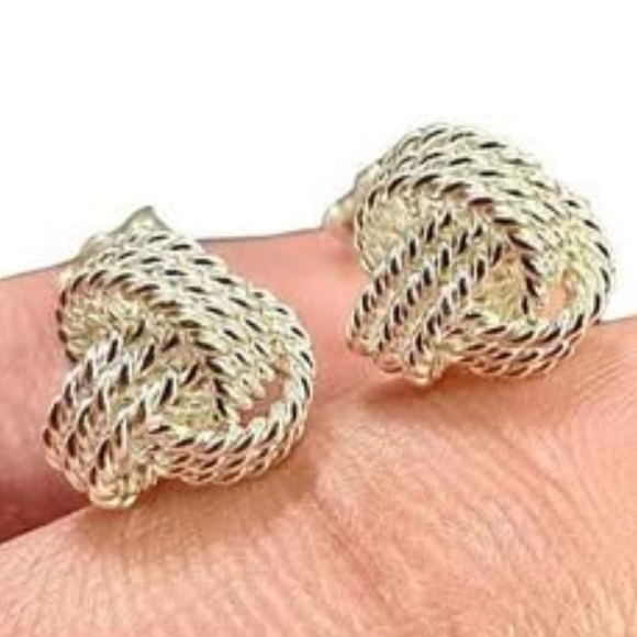 Stud Earrings for Women Sterling Silver 925, Knot Earrings Studs 10MM - Picture 4 of 9